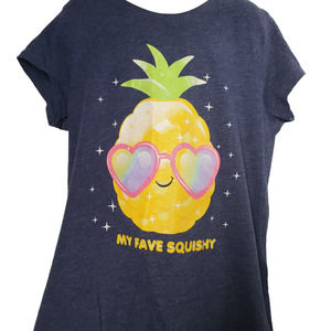 Childrens Place Girls Shirt Size 10-12 Foodie Pineapple Blue